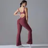 Novo Macacão Liso Transfronteiriço Lindo Levanta Costas e Quadril Longo Slim Perna Larga Macacão Esportivo para Corrida Fitness Roupa de Yoga