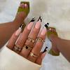 Unhas Vestíveis Transfronteiriças de Comércio Exterior, Adesivos de Unha de Aranha Preta Doce e Descolada Personalizados, Peças de Manicure Vestíveis, 24 Peças de Unhas Prontas