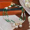Novo estilo chinês vintage shijia pérola pingente colar clavícula corrente artificial opala