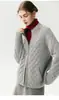 Cardigan Solto de Cashmere Texturizado Grosso 2025 Outono e Inverno Novo Zíper de Cashmere Algodão Casual Jaqueta de Tricô Feminina