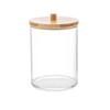 Caixa de armazenamento de cotonete com tampa de bambu, multi-pack, combinação transparente, PS, recipiente de armazenamento de cotonete, recipiente redondo portátil