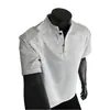 Camiseta Masculina Manga Curta Gola Henry Estilo Americano, Marca Tendência Primavera Cleanfit Slim-Fit Camisa Polo Curta