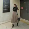 Falda Midi a Cuadros Marrón Estilo Retro Americano Lujo Ligero Gama Alta Otoño e Invierno Falda de Línea A Ajustada