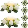6 Nuevos Productos Transfronterizos: Corona de Portavelas de Flores de Rosa Artificial, Decoración de Primavera, Arreglo de Mesa de Boda, Portavelas Artificial