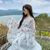 Xale Estampado Estilo Étnico para Mulheres, Proteção Solar de Praia de Verão, Versátil para Viagem, Foto, Grande Manto, Lenço de Sol