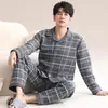 Pijama para Hombre Otoño e Invierno Engrosado Manga Larga Estilo Coreano Acolchado Invierno Algodón de Aire Sándwich Ropa para el Hogar