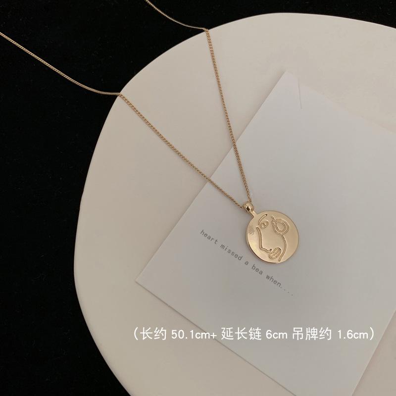 颜色分类图_人像圆牌项链金色(56cm+5cm)