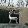 Escultura Hueca de Ciervo Espejo de Acero Inoxidable Personalizada con Astas, Decoración para Césped de Parques de Alces, Adorno Artificial de Animales para Patio