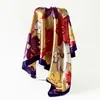Lenço de Seda 90cm Novo Estilo Lenço de Cabeça Feminino Europeu e Americano Lenço Quadrado de Cetim Estampado Transfronteiriço Lenço de Cetim Atacado