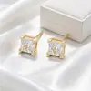 Pendientes Xuping cuadrados de fondo plano con una sola piedra, diseño cuadrado geométrico de ángulo recto, pendientes clásicos para el día a día, tachuelas para el cartílago de la oreja, al por mayor