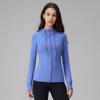 Chaqueta de Yoga con Capucha para Mujer, Ajuste Slim de Gama Alta, Cuello Alto con Cremallera, Top Transpirable de Malla, Deportes Fitness Manga Larga