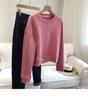 Suéter brillante de cuello redondo corto para mujer, jersey holgado, pequeño, alto, adelgazante, estudiante, casual, abrigo de manga larga, top