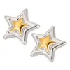 Brincos de Estrela de Cinco Pontas Europeus e Americanos Simples e Versáteis Transfronteiriços Aço de Titânio Moda Feminina Design de Nicho Brincos de Aço Inoxidável Joias