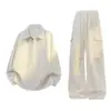 NASA SOBRE Conjunto Waffle Jacquard para Homens, Conjunto de Duas Peças Casual Esportivo Solto para Primavera e Outono, Estiloso e Descolado