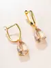 Aliexpress Amazon Más Vendidos Pendientes de Piedra Turmalina Forma de Gota de Agua de Longitud Media Color Cobre Chapado Conservación del Color Moda Accesorios Coreanos