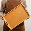 Bandeja rectangular de bambú y madera estilo japonés, bandeja de té para uso doméstico, bandeja de madera para tazas de agua, bandeja para dulces, juego de té para hotel y restaurante, bandeja para barbacoa