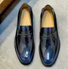 Zapatos de Vestir de Cuero para Hombre de Gama Alta Estilo Italiano Mocasines Penny Brillantes Piel de Vaca de Primera Capa Slip-on Multicolores Acabado Pulido Completamente Hechos a Mano