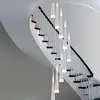 Lámpara de araña nórdica creativa larga con lluvia de meteoritos, luz LED de múltiples cabezales para escalera, lámpara de araña artística dúplex para villa, restaurante y club
