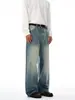 Ropa para Hombre Fengshe / Jeans de Mezclilla Lavada Estilo Retro Americano Primavera y Otoño 2026 para Hombres y Mujeres, Pantalones Largos Holgados Rectos de Pierna Ancha, Modernos
