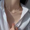 Collar de Plata S925 Plata Aplastada para Mujer, Cadena de Clavícula de Plata Aplastada Brillante Nicho de Lujo Ligero, Artículo de Moda Caliente 2025