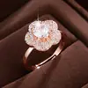 Anillo de Flor con Forma de Corazón Exquisito y Elegante, de Gran Venta Transfronteriza, Accesorio Versátil y Moderno para el Día a Día para Mujeres