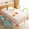 Toalha de Mesa Desenho Animado, Sem Lavagem, Impermeável, À Prova de Óleo, Resistente ao Calor, Estilo Dopamina Creme, Toalha de Mesa Retangular, Protetor de Mesa, Chá