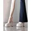 Zapatos de Boda de Tacón Alto Estilo Francés Mary Jane 2026 con Plataforma Impermeable, Zapatos Sexy de Tacón Ultra Alto Barbie, Sandalias de Punta Semi-Cubierta para Mujer