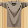 Nueva Camiseta Base para Hombre de Primavera y Otoño, Camiseta de Manga Larga de Color Sólido, Cuello Redondo para Hombre, Tallas Grandes de Color Sólido