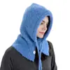 Novo Estilo Chapéu Balaclava de Fio de Laço e Cachecol de Pescoço Tudo-em-Um Feminino Outono e Inverno Lã Mesclada Tricotado Quente Chapéu para Frio