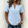 Nueva camisa a rayas para mujer con cuello en V, manga corta 2026, corte holgado, adecuada para tiendas en línea independientes, Amazon, verano, estilo europeo y americano