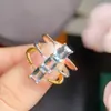 Anillo de aguamarina natural piedra principal cristalina limpia aproximadamente 4*6 mm anillo de valor boca viva incrustación de plata s925