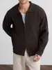 Moda Tendencia Estilo Casual Simple 2026 Otoño Nueva Llegada Cremallera Cardigan de Punto para Hombre Solapa Suéter Holgado Abrigo de Punto