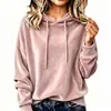 Otoño/Invierno 2026 Transfronterizo Europeo y Americano Amazon Nuevo Sudadera con Capucha y Cordón Terciopelo Coreano Color Sólido Manga Larga Top para Mujer