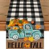 Bandera de mesa de Acción de Gracias con diseño de calabaza y hoja de arce, ideal para la mesa de centro, la sala de estar y el comedor.