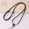 Cordón con colgante de nudo de hueso de durazno, cordón de collar de jadeíta tejido a mano, cordón para el cuello estilo étnico con hebilla de paz para DIY al por mayor