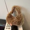 Bolso peludo de alta gama para mujer 2025 Nuevo de moda Otoño e Invierno Lindo de peluche Pequeño cuadrado Versátil Bolso de cadena para el hombro
