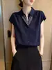 Camisa Social Polo Manga Curta Profissional para Mulheres Verão 2026 Novo Estilo Único Toque de Luxo Top Solto Emagrecedor