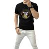 Camiseta de algodón mercerizado transpirable con estampado de ciervo sika para hombre de marca de moda europea, fábrica Joker directa de una generación de cabello