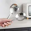 Colher de Aço Inoxidável, Colher Redonda Grande com Cabo Curto da Moda, Colher de Servir para Cozinha, Colher de Sopa Doméstica, Colher Escorredora, Colher de Arroz, Colher Escorredora Grande para Sopa