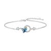 Collar de Plata de Ley S925 Flor de Mariposa Pulsera de Cristal Europea y Americana Pendientes de Amazon Set de Joyería de Plata