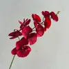Flor Artificial Elegante 9 Cabezas Roja Phalaenopsis Arreglo de Boda Material de Flor Realista Flor Artificial Impresión 3D Serigrafía Fabricante Mayorista
