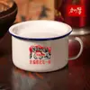 Tazón de fideos instantáneos de esmalte dormitorio de estudiantes grande engrosado boutique fideos instantáneos comida rápida Taza nostálgico tazón de arroz antiguo lonchera