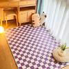 Alfombra de Tablero de Ajedrez Estilo Ins Escandinavo Cuadros Blanco y Negro Felpudo para Piso de Sala de Estar Habitación de Niña junto a la Cama Alfombra