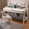 Escritorio de Madera Maciza con Estantería Integrada para Uso Doméstico, Adecuado para Estudiantes de Primaria y Secundaria, Diseño Moderno Sencillo, Escritorio de Computadora con Altura Ajustable