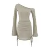 703-Vestido Sexy de Manga Larga Estilo Europeo y Americano para Mujer Nuevo Estilo Primavera y Verano 2026 Vestido Delgado que Ceñe la Cintura y Resalte las Caderas