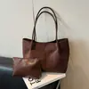 Bolso tote mate versátil de moda transfronterizo, gran capacidad, bolso de hombro simple y retro para mujer