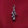 Acessórios de prata de lei S925 pingente de flor pequena, folha, galho, pingente de folha de ginkgo, decoração de pulseira de pérola de cristal atacado