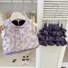 Conjunto de Roupa de Outono e Inverno para Meninas, Roupas Infantis Estilosas e Modernas, Colete Espesso Estilo Chinês, Saia de Camadas, Roupa de Ano Novo