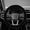 Funda de volante de felpa para coche transfronteriza, piel sintética de visón, simple y cálida para otoño e invierno, proporciona calor a las manos y es suave al tacto