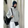 Sudadera con capucha Loufu Otoño Nueva Simple Casual Deportiva Cortavientos Capa de Aire Oversize Suelta para Mujer